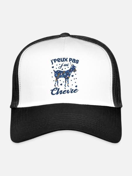 Je peux pas j'ai chèvre cadeau chèvres - Casquette trucker  - blanc/noir - Devant