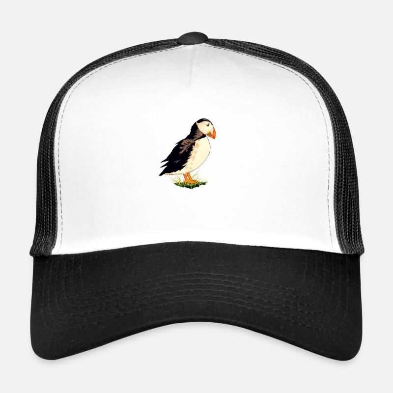 Zeichnung des Papageientaucher - Trucker Cap - Weiß/Schwarz