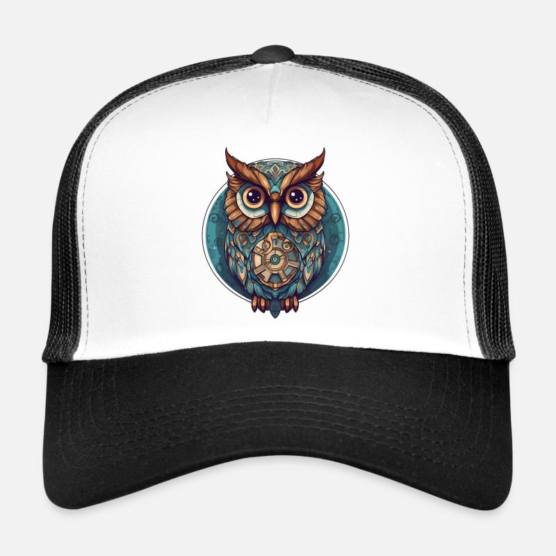Eule mit Kreis türkis, süß; Cartoon Style, Boho Trucker Cap