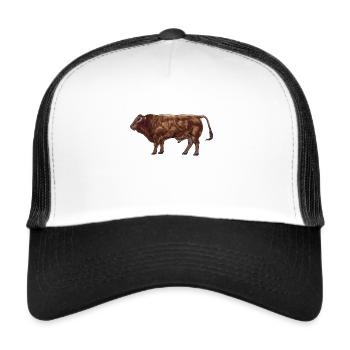 Dessin d’un bœuf limousin - Casquette trucker  - blanc/noir - Devant