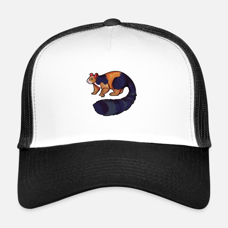 Zeichnung eines Riesenhörnchens - Trucker Cap - Weiß/Schwarz