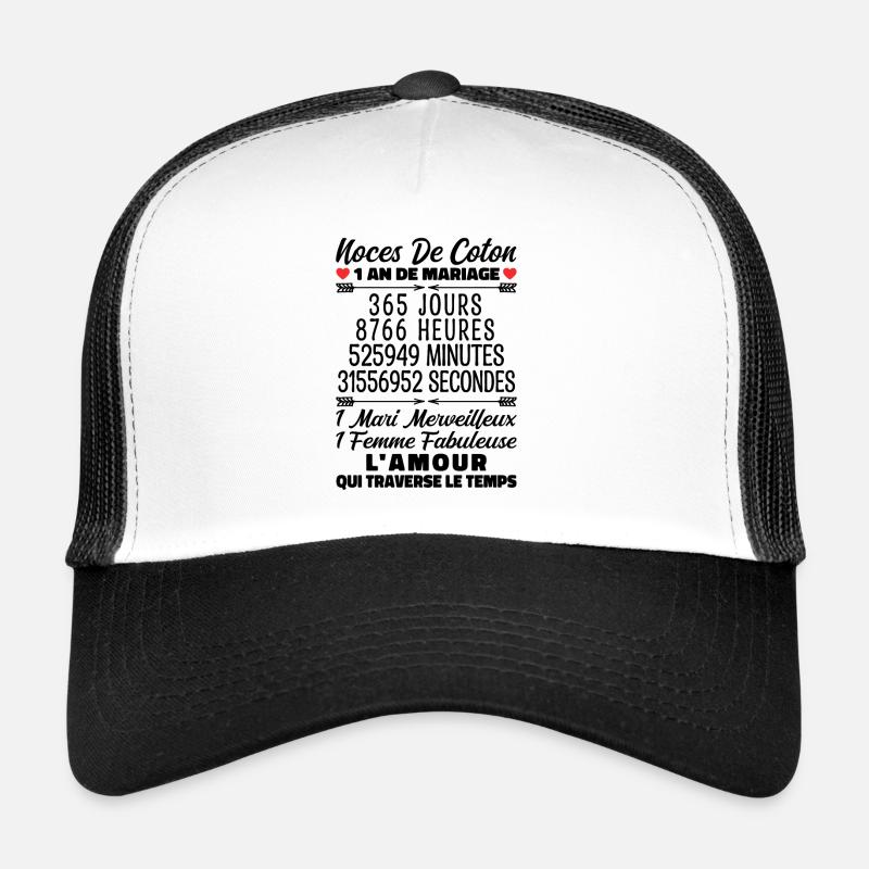 Noces De Coton 1 An De Mariage Casquette trucker 