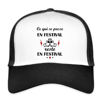 Ce qui se passe en festival reste en festival - Casquette trucker  - blanc/noir - Devant