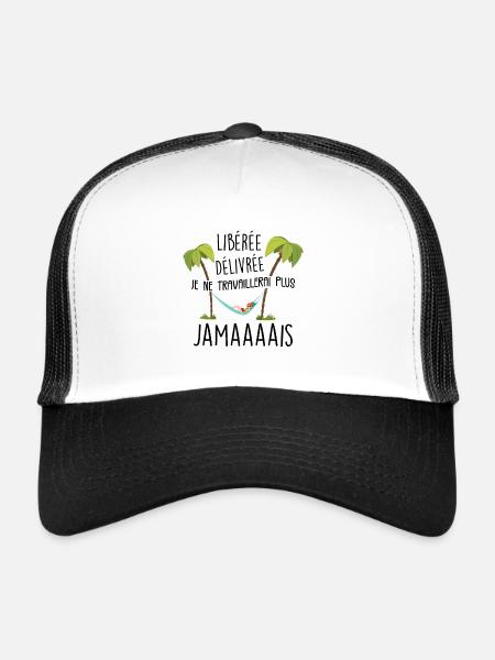 Femme Retraitée Idée Cadeau Femme Humour Retraite - Casquette trucker  - blanc/noir - Devant