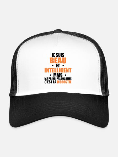 Je Suis Beau et Intelligent Mais ma Principale... - Casquette trucker  - blanc/noir - Devant