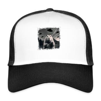 Capybara Wasserschwein Ufo Nagetier Tier lustig - Trucker Cap - Weiß/Schwarz - Vorne