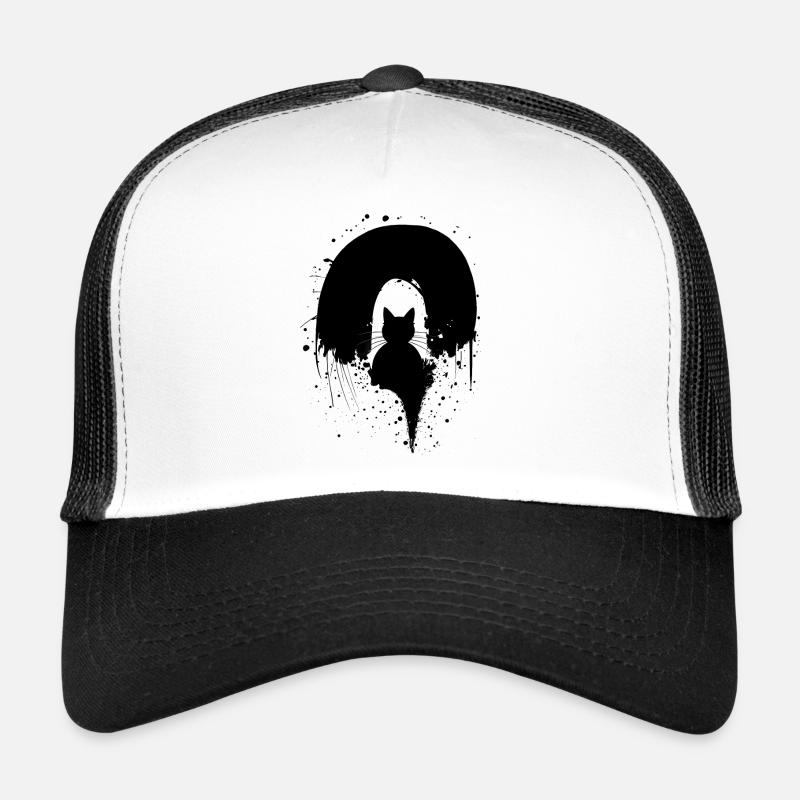 Tier Silhouette Pinselstrich Regenbogen Katze Trucker Cap