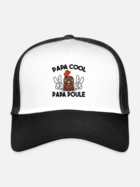 Papa Poule Papa Cool Fête des Pères Cadeau Papa - Casquette trucker  - blanc/noir - Devant