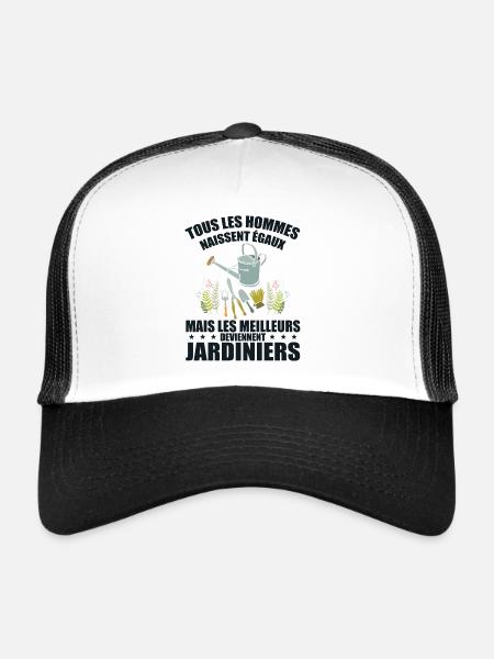 Humour Jardinier - Meilleur Jardinier Cadeau - Casquette trucker  - blanc/noir - Devant