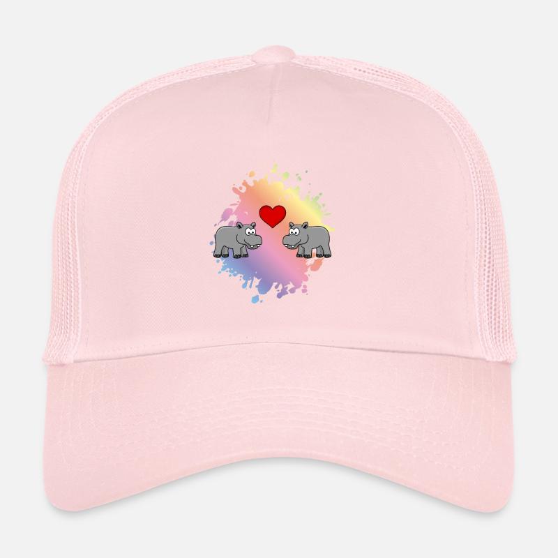 Nilpferd Comic Tier Paar Liebe Trucker Cap