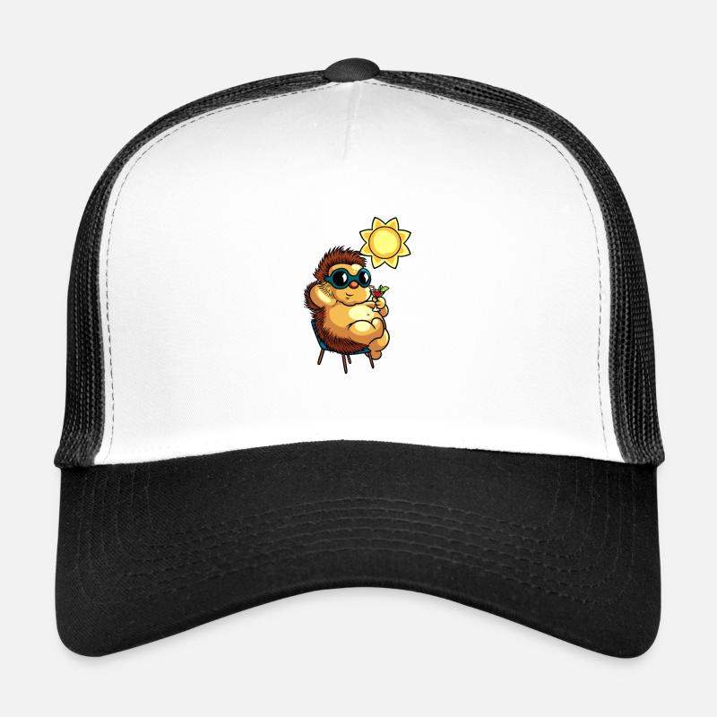 Comic Igel genießt einen Cocktail Trucker Cap