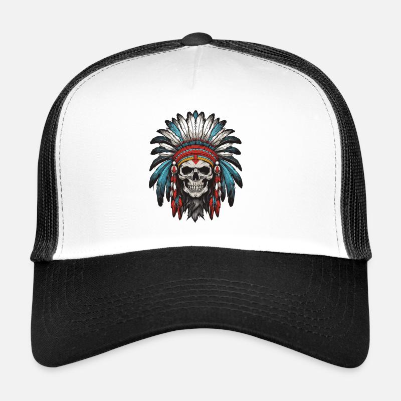 Apache Indian Chief Skull Trucker Cap