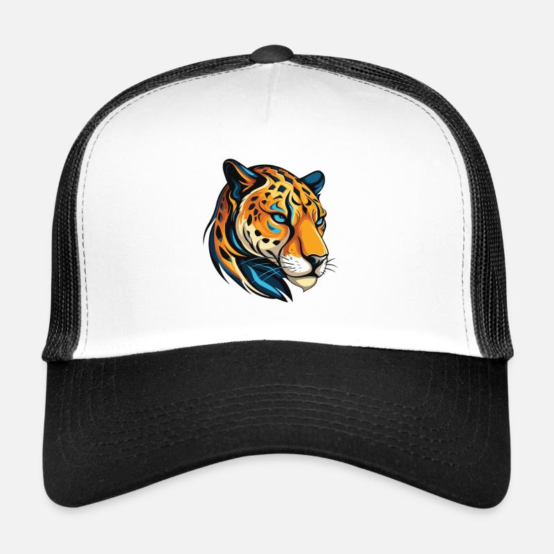 Gepard Portrait - Trucker Cap - Weiß/Schwarz
