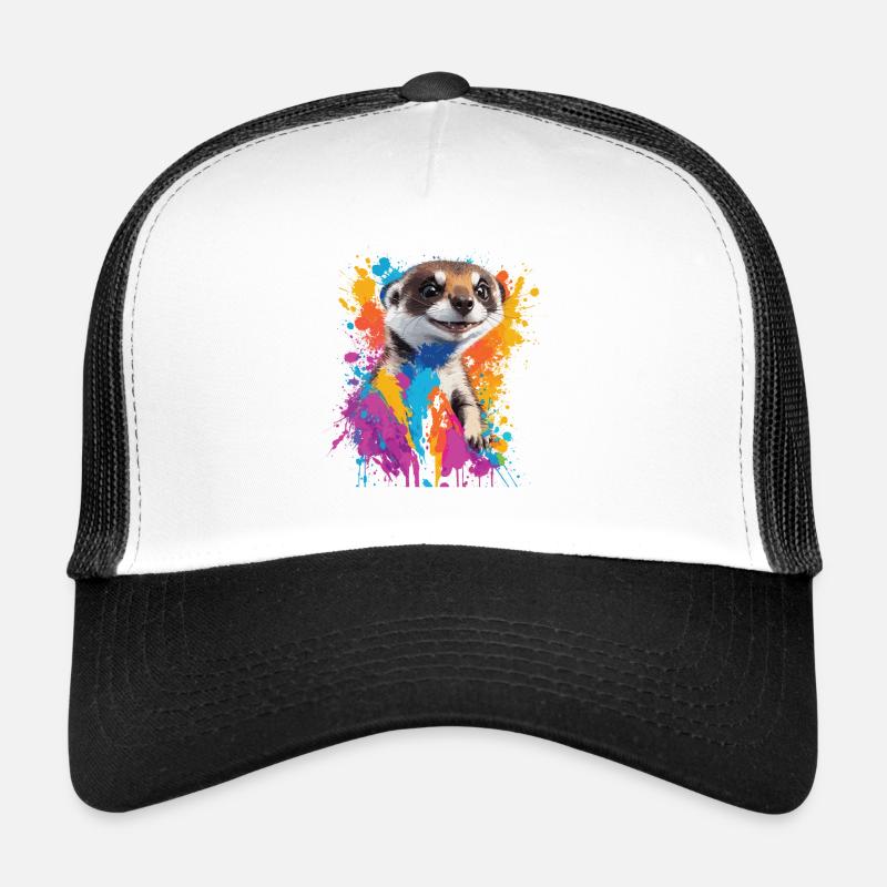 Graffiti Erdmännchen Kunst Malerei Zeichnung - Trucker Cap - Weiß/Schwarz