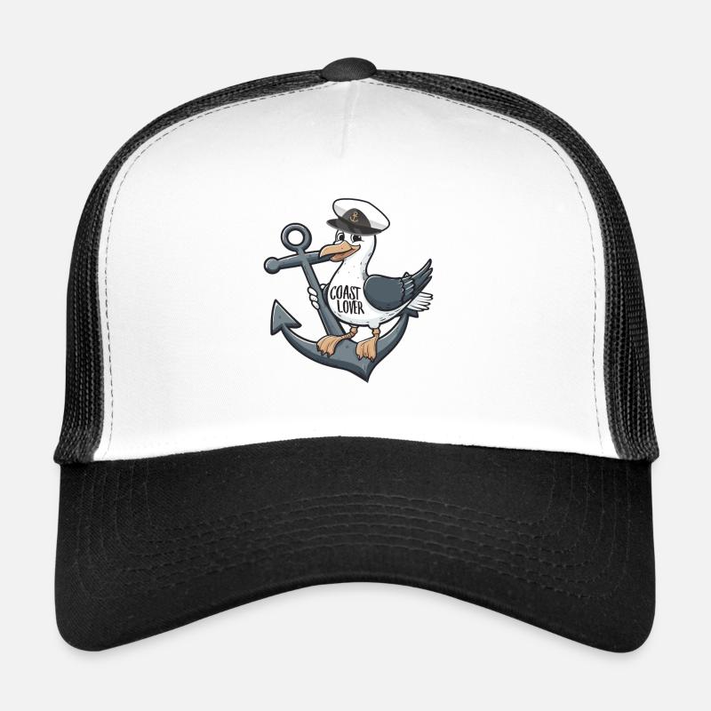 Amoureux de la côte Mouette mouette Möwe Anker Ancre de marin Casquette trucker 