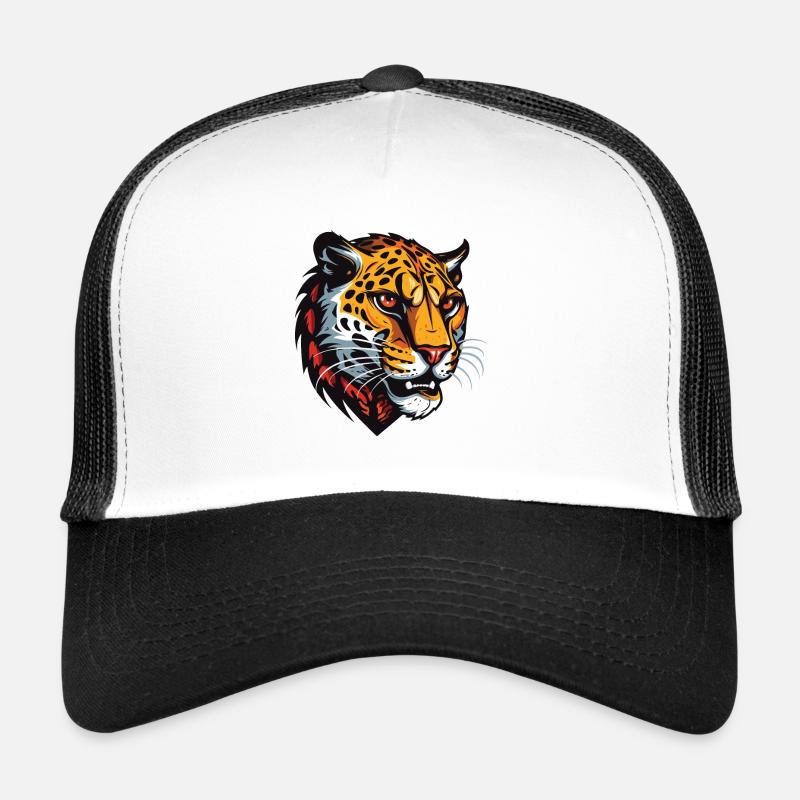 Gepard Kopf - Trucker Cap - Weiß/Schwarz