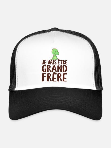 Je Vais être Grand Frère - Annonce Grand Frère - Casquette trucker  - blanc/noir - Devant