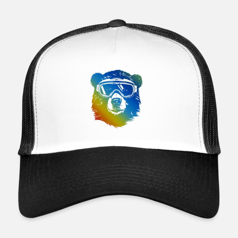 Ski Bear Colorful Trucker Cap