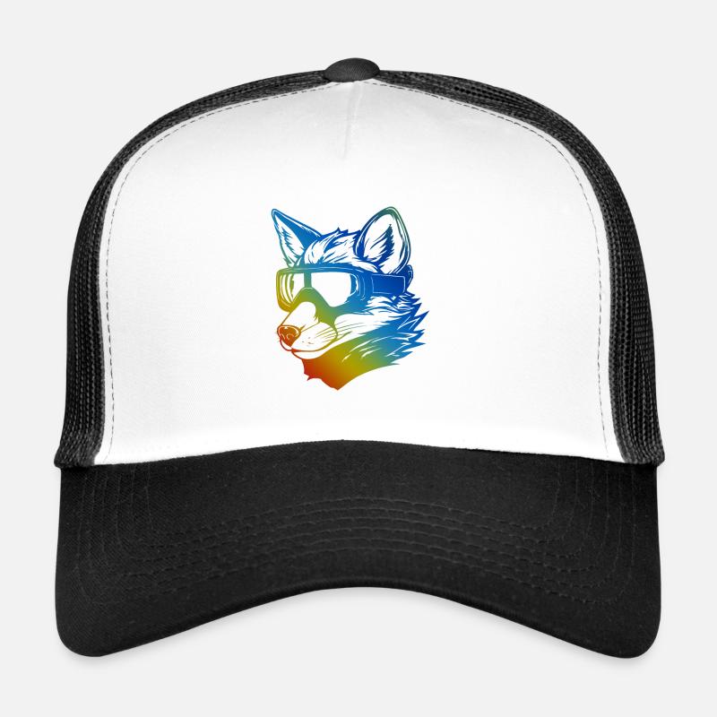 Fuchs Snowboard Ski Brille Bunt - Trucker Cap - Weiß/Schwarz