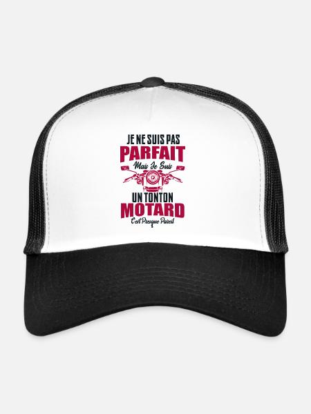 Pas Parfait Mais Je Suis Un Tonton Motard Cadeau - Casquette trucker  - blanc/noir - Devant