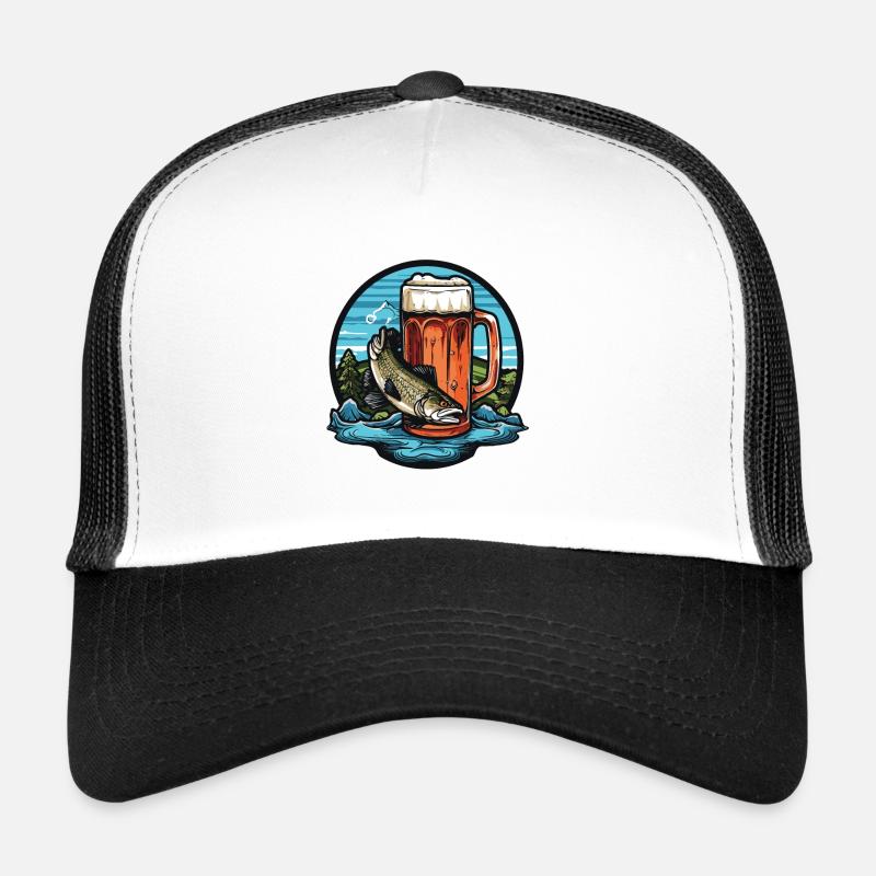 Bière De Pêche Verre Pêche Pêcheur Bière Casquette trucker 
