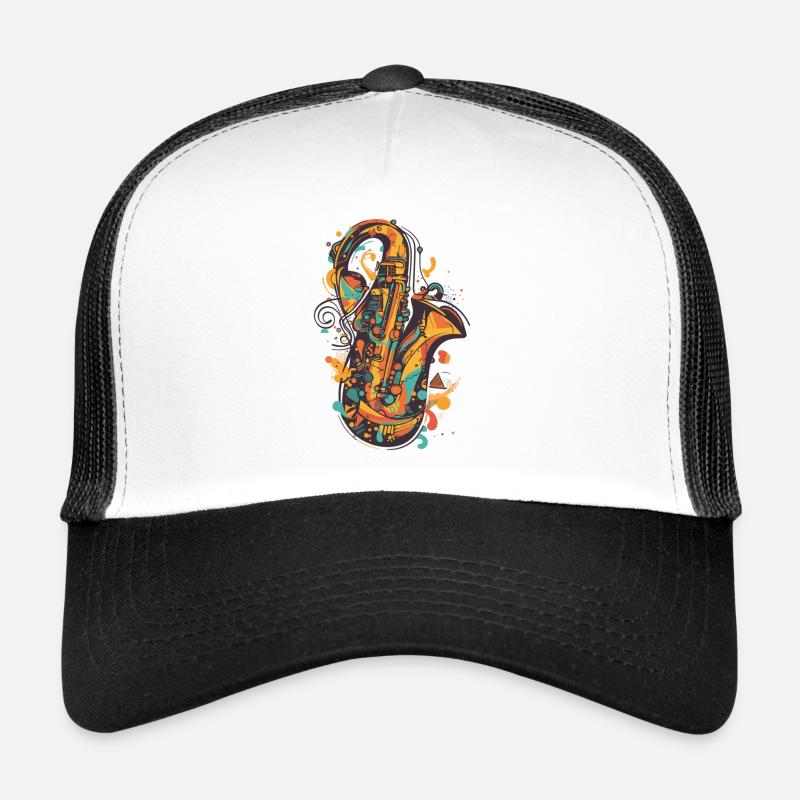 Saxophon - Trucker Cap - Weiß/Schwarz