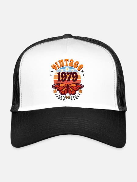 Papillon Année 1979 Femme 45 Ans Anniversaire - Casquette trucker  - blanc/noir - Devant