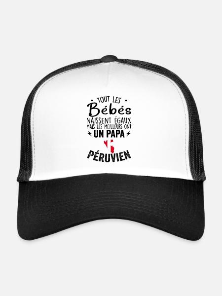 Bébés égaux meilleurs ont un papa Péruvien - Casquette trucker  - blanc/noir - Devant