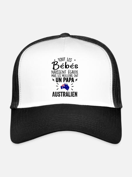 Bébés égaux meilleurs ont un papa Australien - Casquette trucker  - blanc/noir - Devant