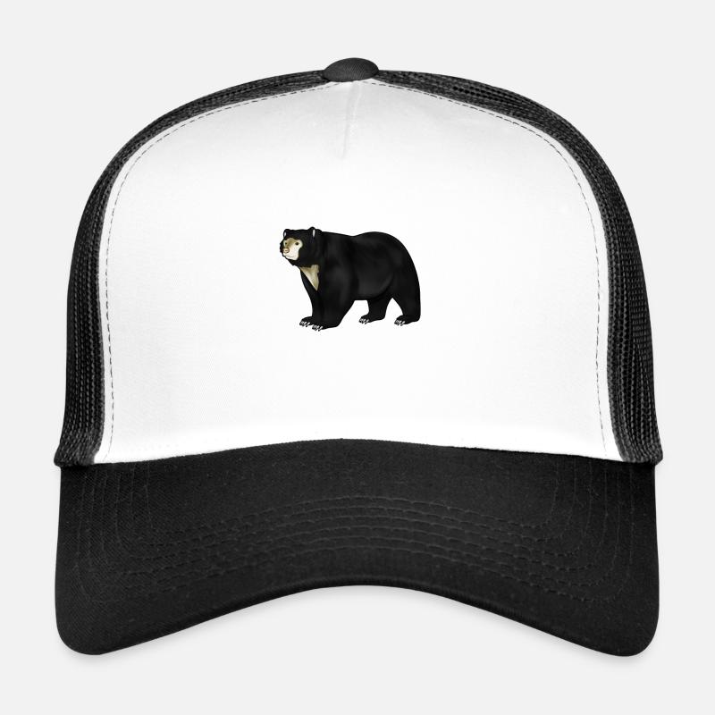 Zeichnung eines Brillenbär - Trucker Cap - Weiß/Schwarz