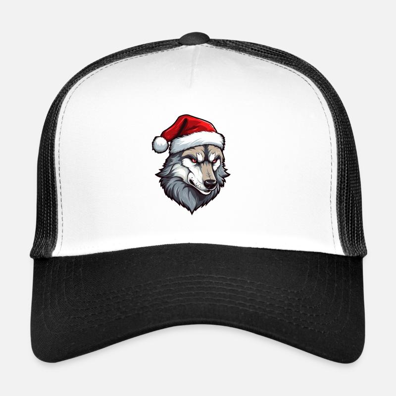 Portrait de Noël tête de loup Casquette trucker 