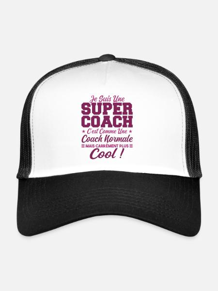 Une Super Coach Idée Femme Cadeau Humour - Casquette trucker  - blanc/noir - Devant