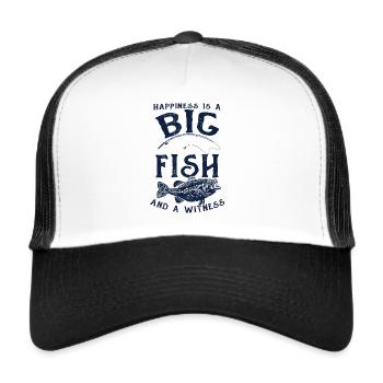 Angler Fishing Gift Idea Happiness Is A Big Fish - Trucker Cap - white/black - Front