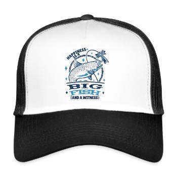 Angler Fishing Gift Idea Happiness Is A Big Fish - Trucker Cap - white/black - Front