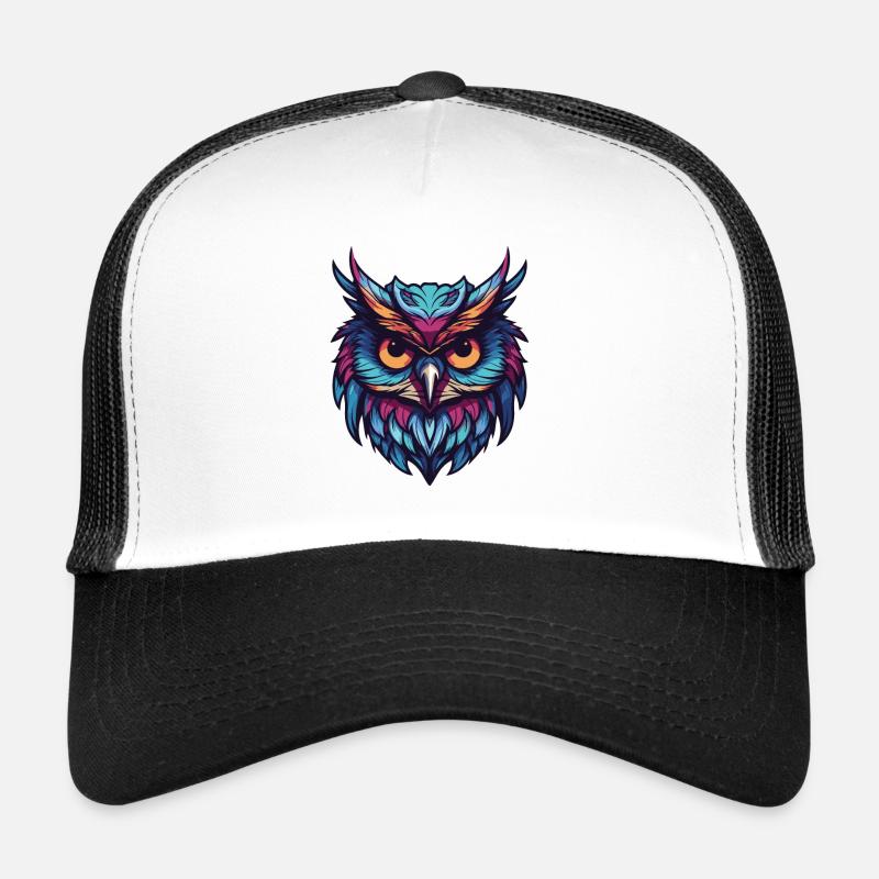 Eule Portrait - Trucker Cap - Weiß/Schwarz