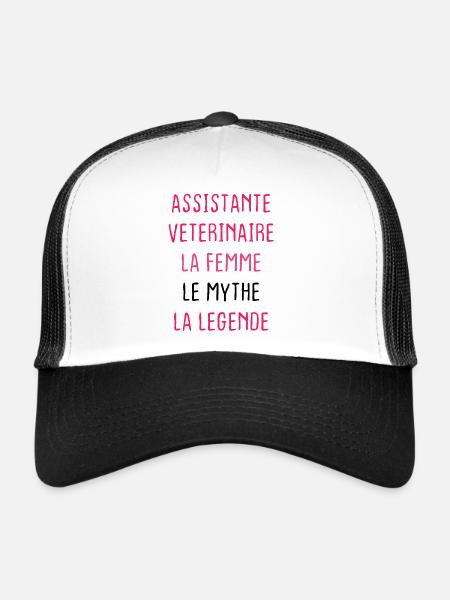 Assistante Veterinaire - Casquette trucker  - blanc/noir - Devant