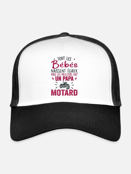 Bébés égaux Meilleurs ont un Papa Motard - Casquette trucker  - blanc/noir - Devant