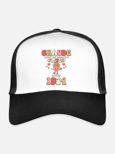 Baraque À Frites 1974 Femme Anniversaire 50 Ans - Casquette trucker  - blanc/noir - Devant