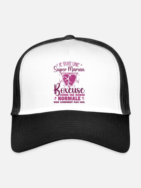 Maman Boxeuse Comme Maman Normale Mais Plus Cool - Casquette trucker  - blanc/noir - Devant