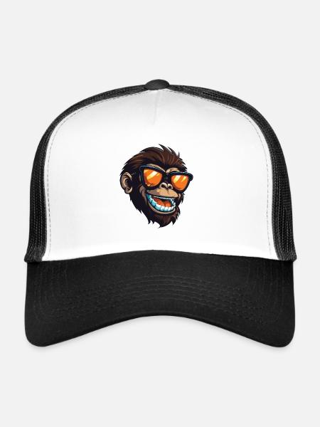 Portrait de tête de rhinocéros cool - Casquette trucker  - blanc/noir - Devant