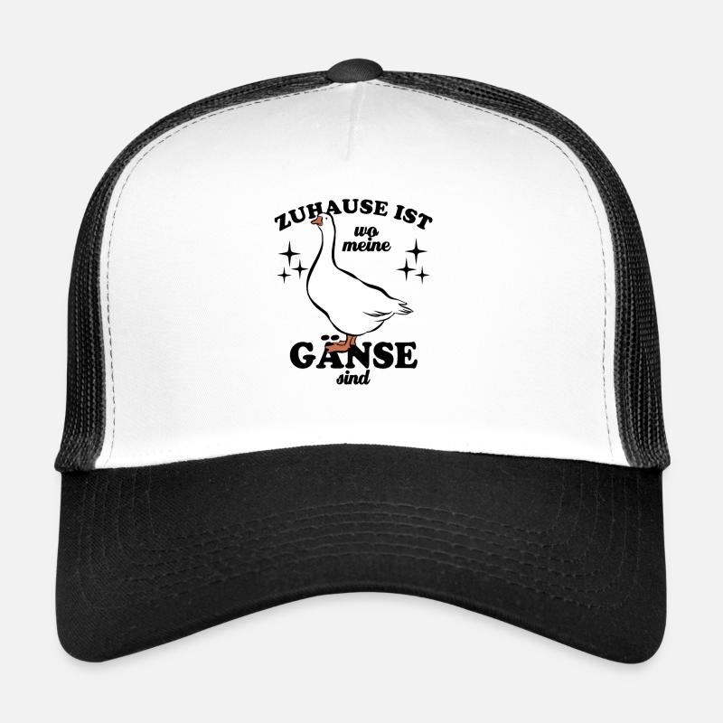 Zuhause ist wo meine Gänse sind - Spruch - Trucker Cap - Weiß/Schwarz