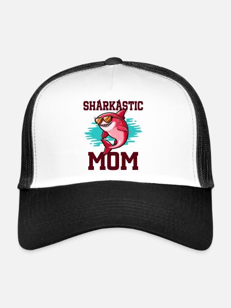 Sharkastic Mère Requin Blague Maman Sarcastique - Casquette trucker  - blanc/noir - Devant
