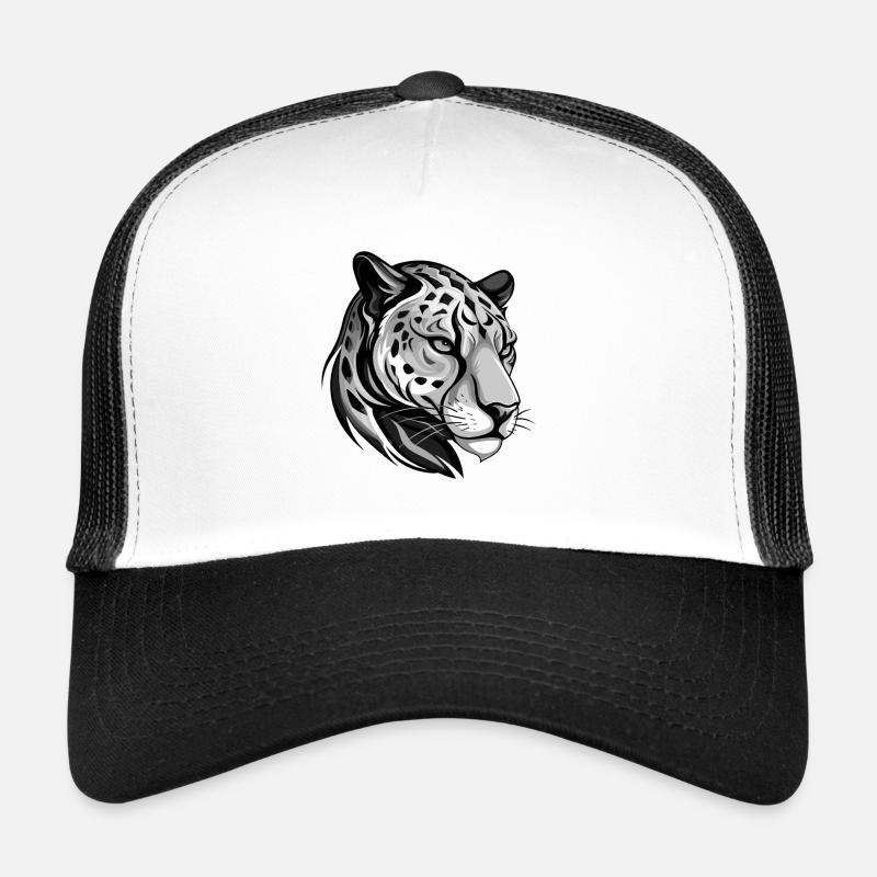 Gepard Tier Kopf - Trucker Cap - Weiß/Schwarz