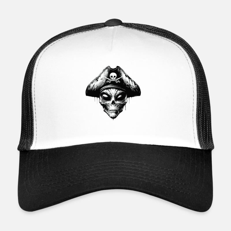 Pirate extraterrestre avec chapeau de pirate style graffiti Casquette trucker 