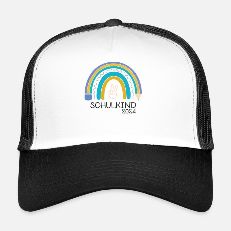 Schulanfang Einschulung Schulkind 2024 - Trucker Cap - Weiß/Schwarz