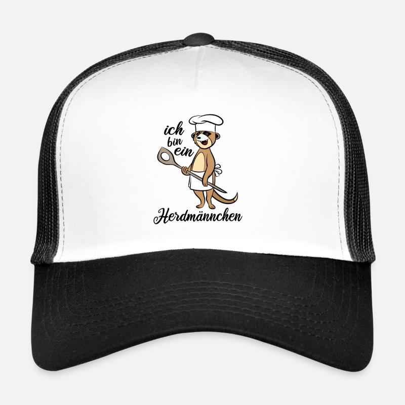 Ich bin ein Herdmännchen - Erdmännchen Kochlöffel - Trucker Cap - Weiß/Schwarz