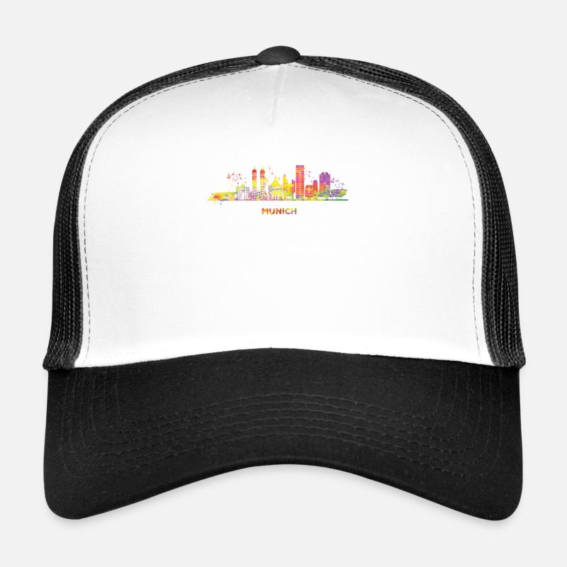 Munich Skyline Colorful Cityscape Munich Trucker Cap