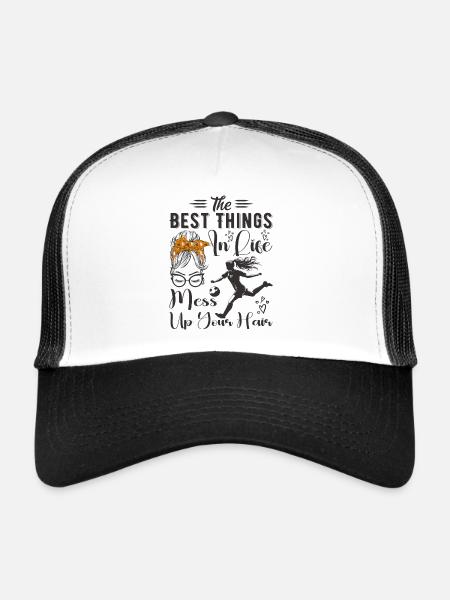 The Best Things In Life Mess Up Your Hair Soccer - Trucker Cap - white/black - Front