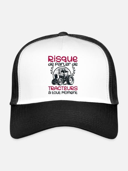 Risk of talking about tractors at any time - Trucker Cap - white/black - Front