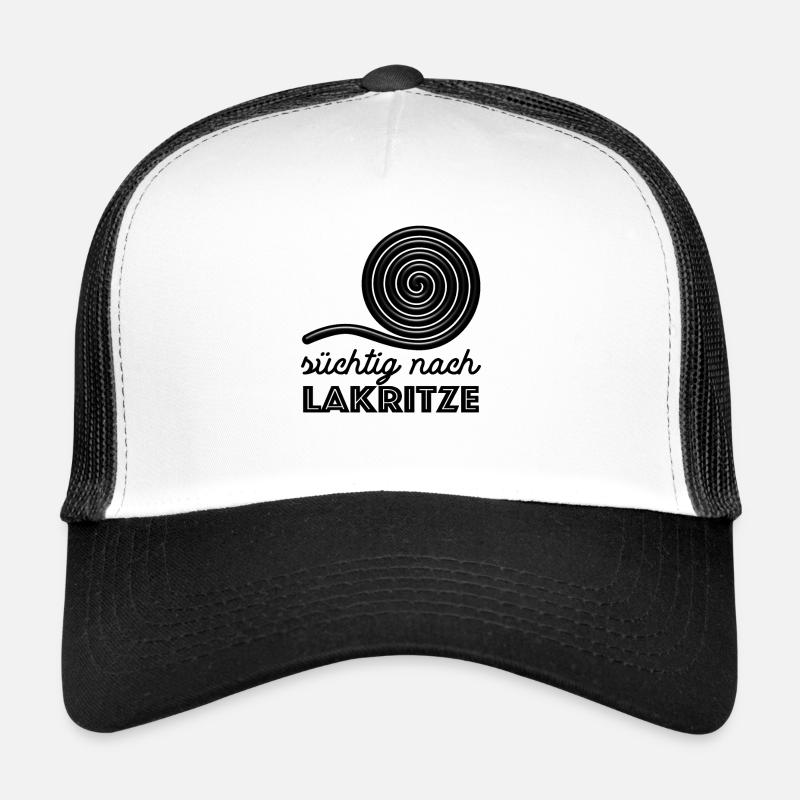 Süchtig nach Lakritze, naschen - Spruch - Trucker Cap - Weiß/Schwarz